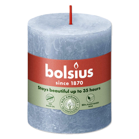 Pillar candle 80/68 RUSTIC sky blue
