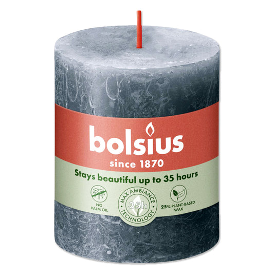 Pillar candle 80/68 RUSTIC slate blue