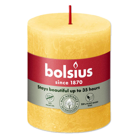 Pillar candle 80/68 RUSTIC sunny yellow