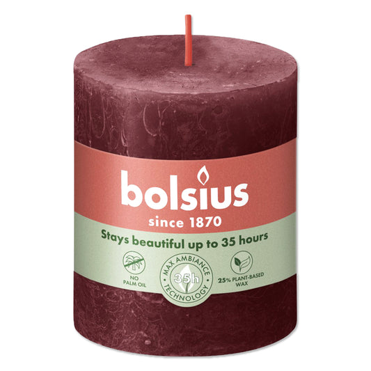 Pillar candle 80/68 RUSTIC velvet red