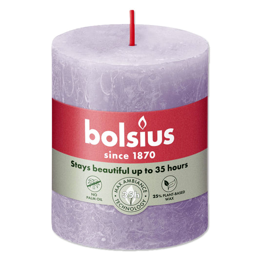 Pillar candle 80/68 RUSTIC frosted lavender