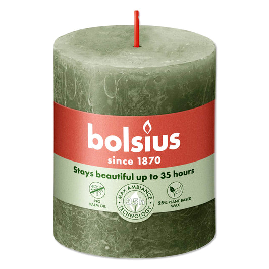Pillar candle 80/68 RUSTIC fresh olive