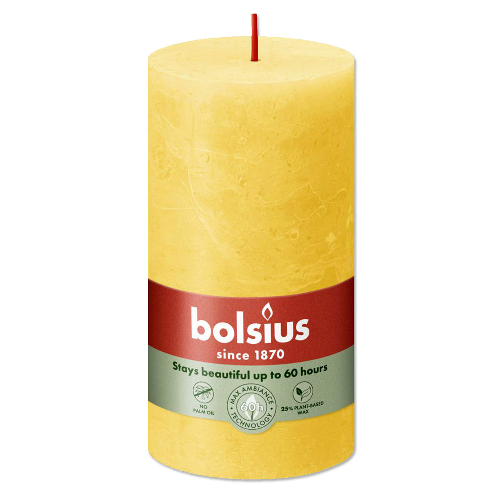 Pillar candle 130/68 RUSTIC sunny yellow