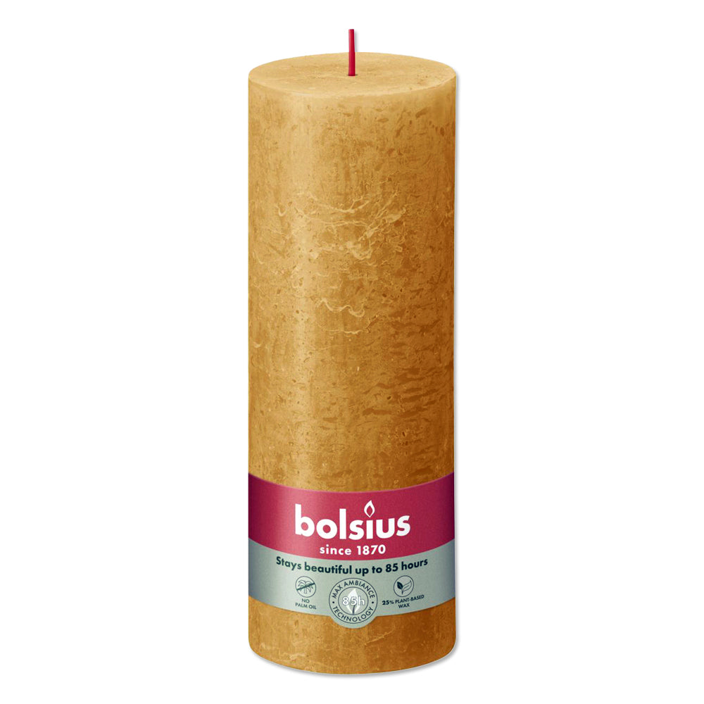 Pillar candle 190/68 RUSTIC honeycomb yellow