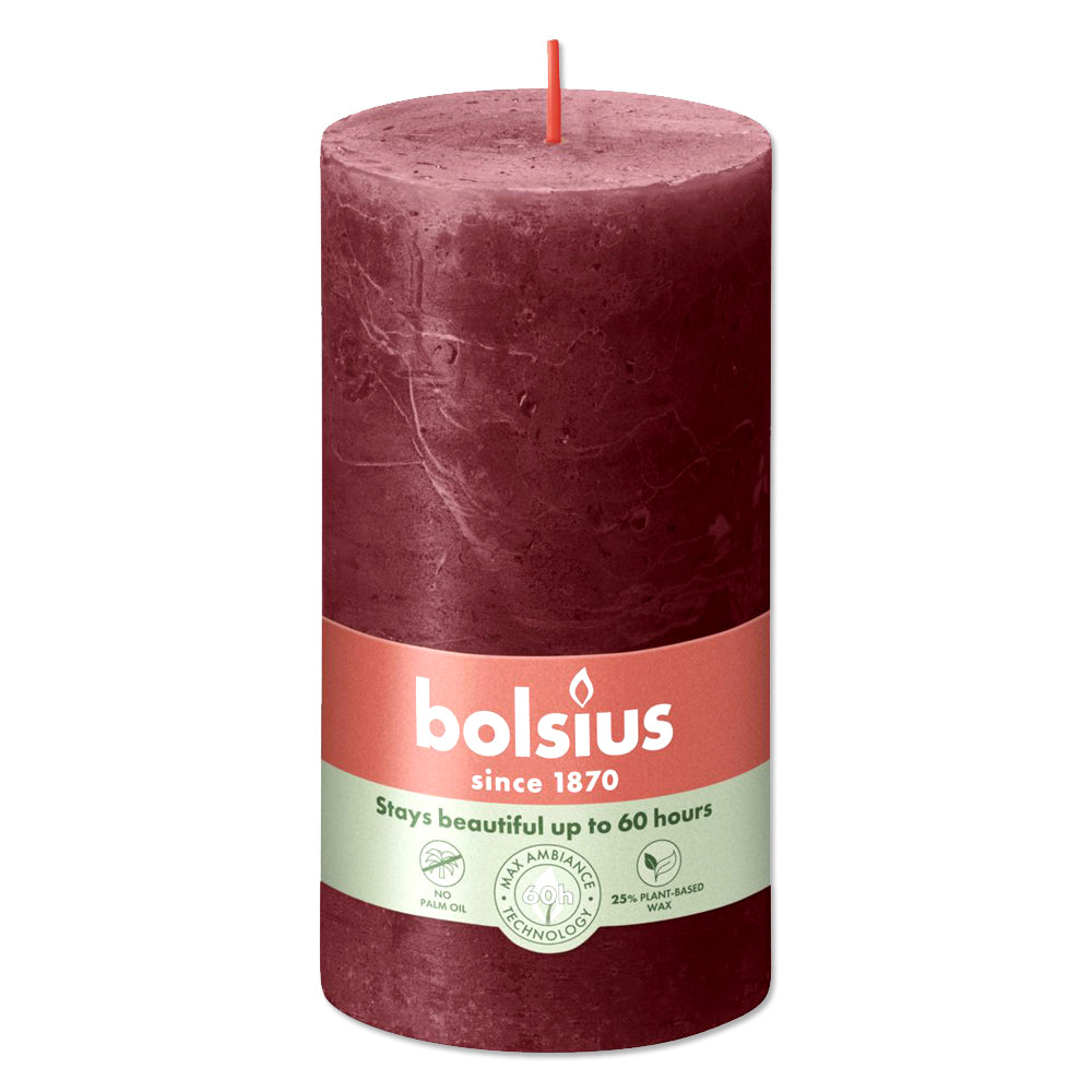 Pillar candle 130/68 RUSTIC velvet red
