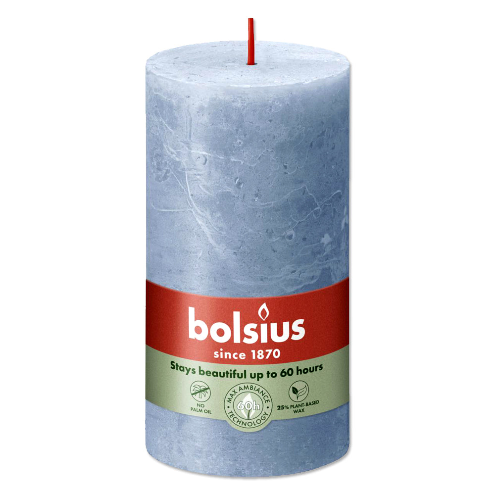 Pillar candle 130/68 RUSTIC sky blue