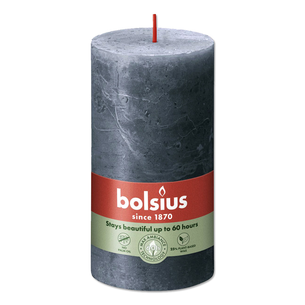 Pillar candle 130/68 RUSTIC slate blue
