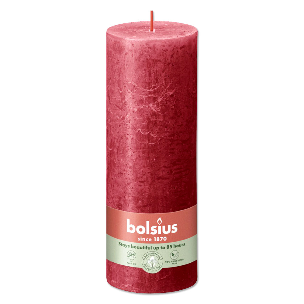 Pillar candle 190/68 RUSTIC delicate red