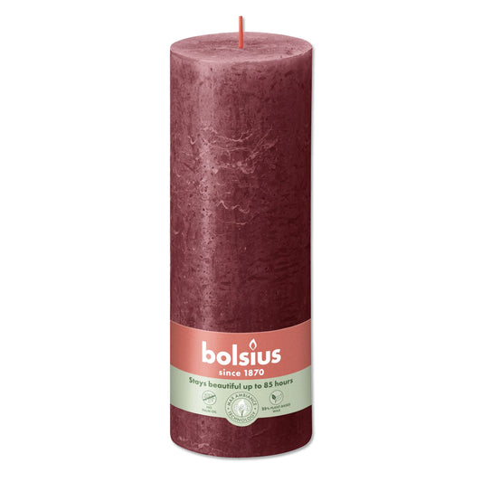 Pillar candle 190/68 RUSTIC velvet red