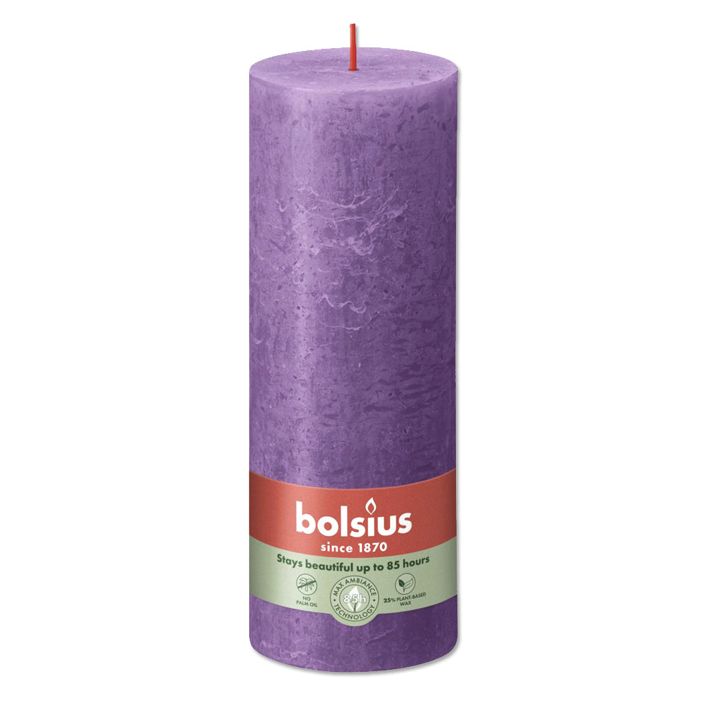 Pillar candle 190/68 RUSTIC vibrant violet