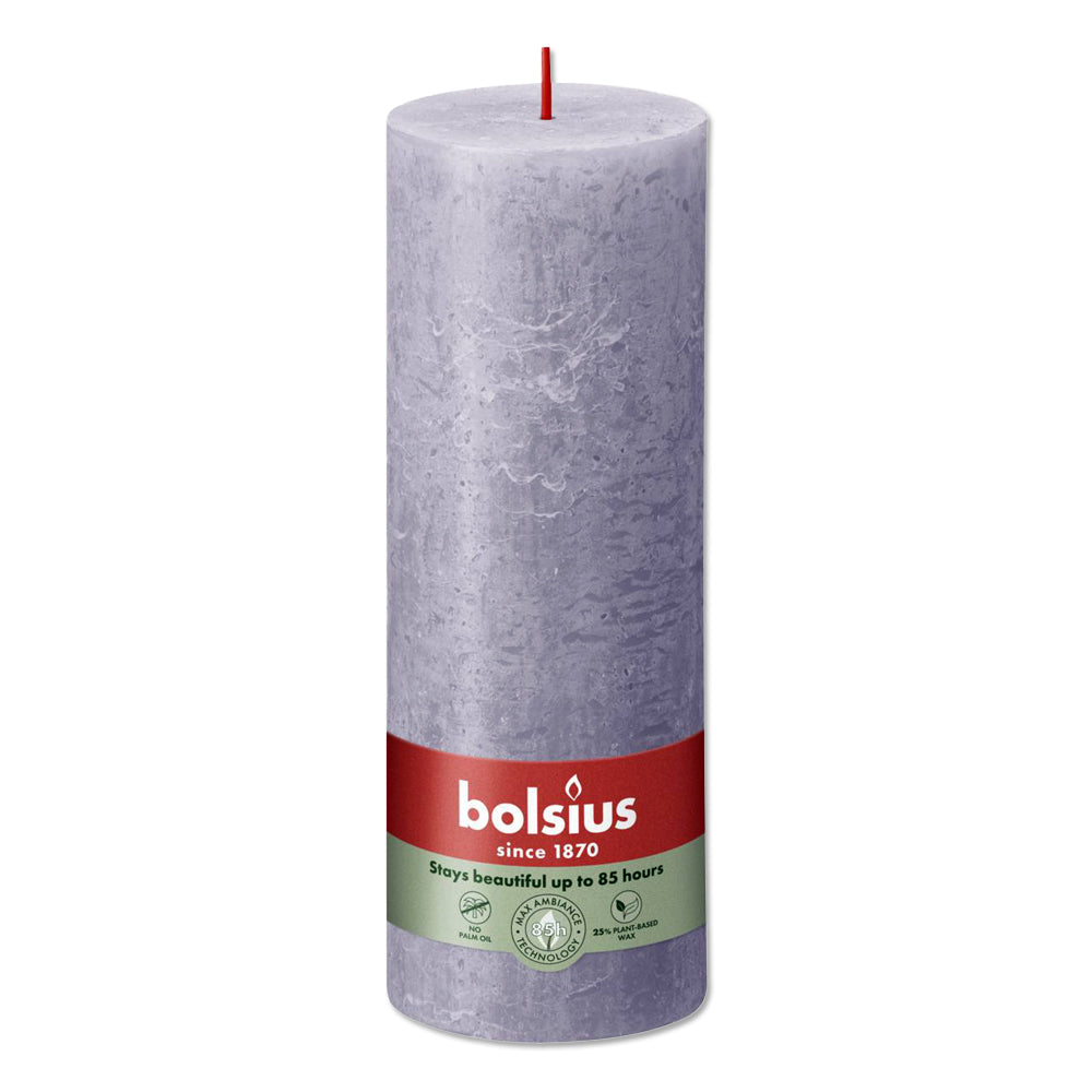 Pillar candle 190/68 RUSTIC frosted lavender