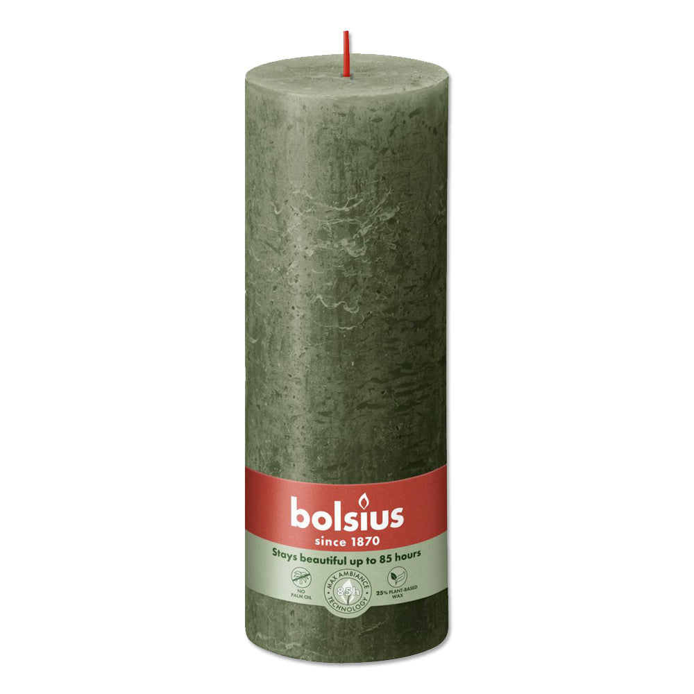 Pillar candle 190/68 RUSTIC fresh olive