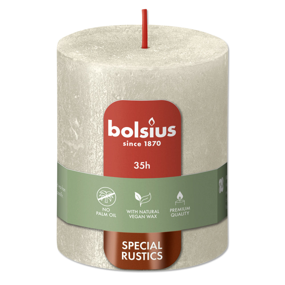 Pillar candle 80/68 mm Rustic METALLIC ivory