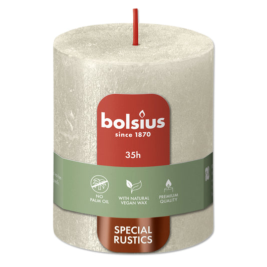 Pillar candle 80/68 mm Rustic METALLIC ivory