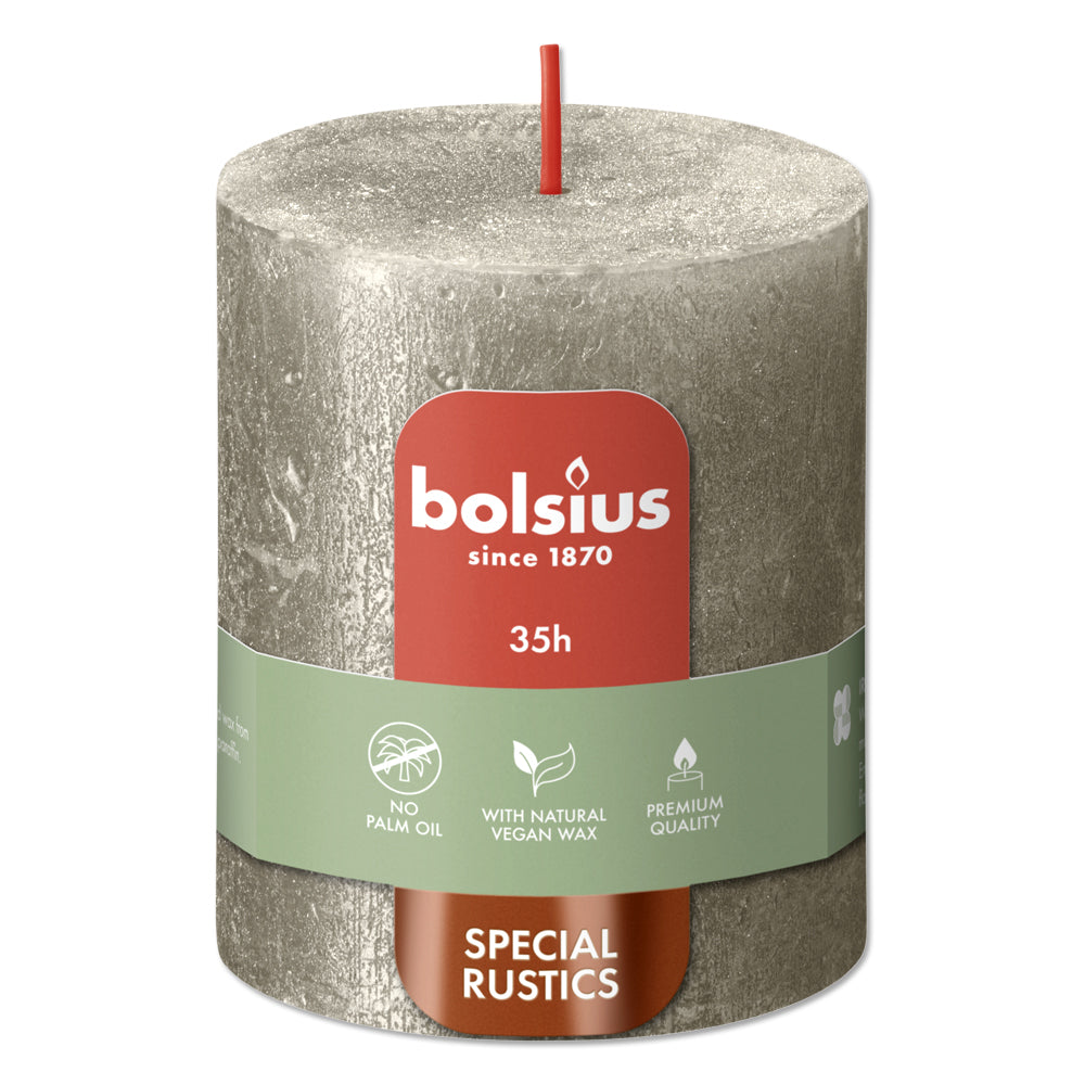 Pillar candle 80/68 mm Rustic METALLIC champagne