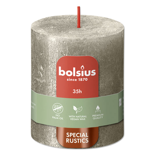 Pillar candle 80/68 mm Rustic METALLIC champagne