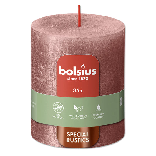 Pillar candle 80/68 mm Rustic METALLIC pink