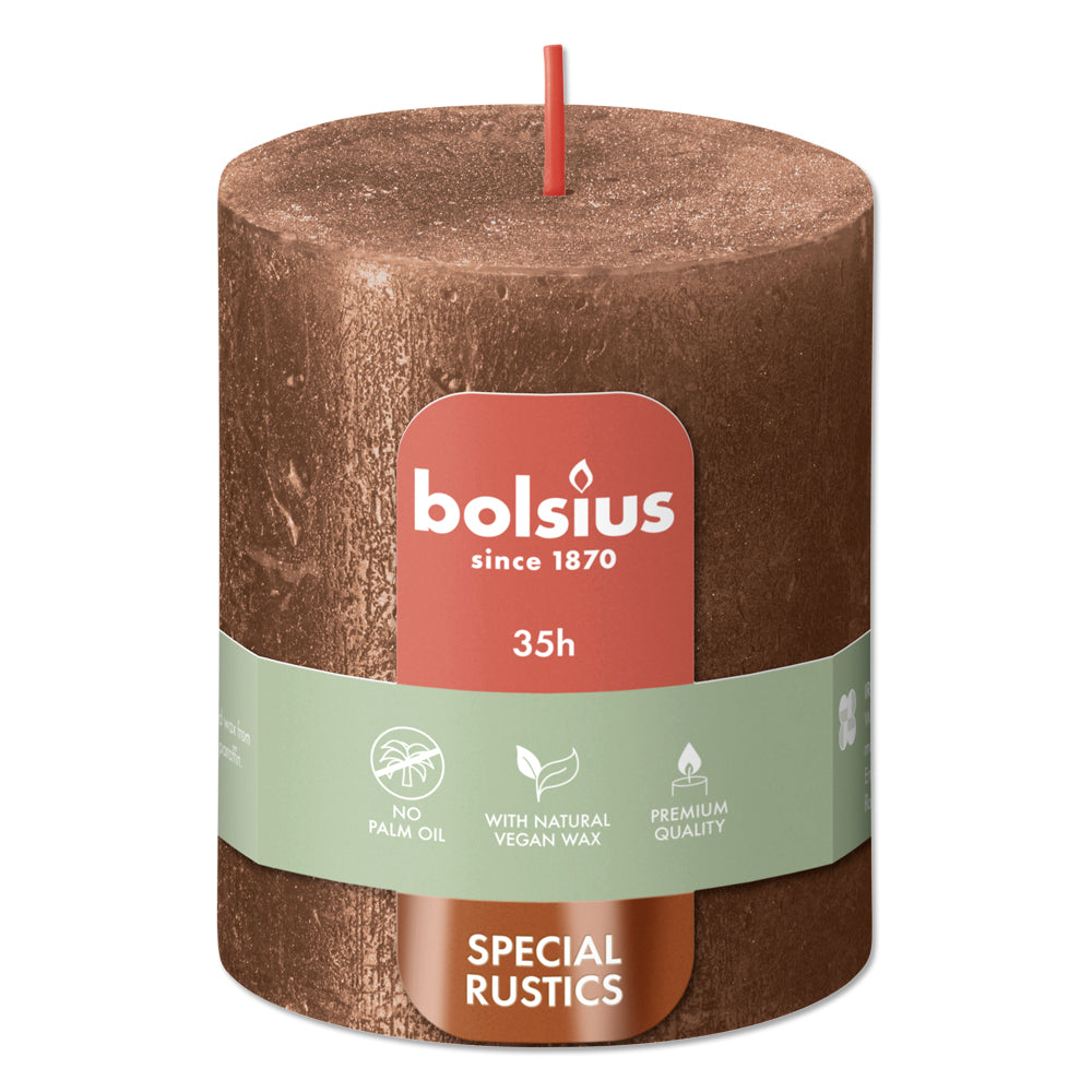 Pillar candle 80/68 mm Rustic METALLIC copper