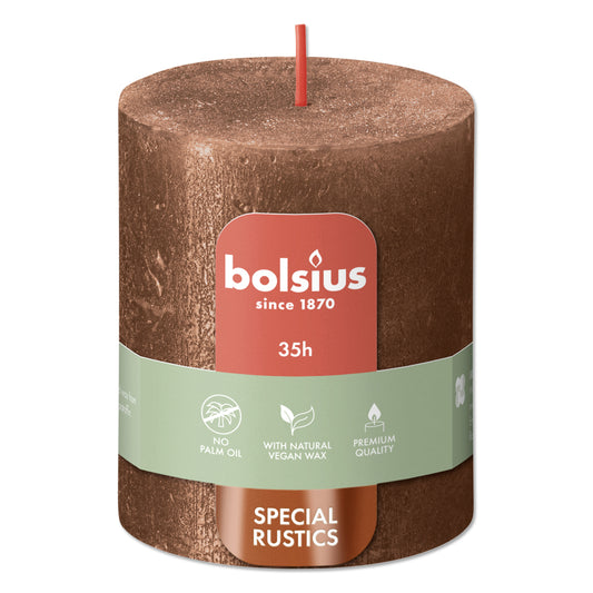 Pillar candle 80/68 mm Rustic METALLIC copper