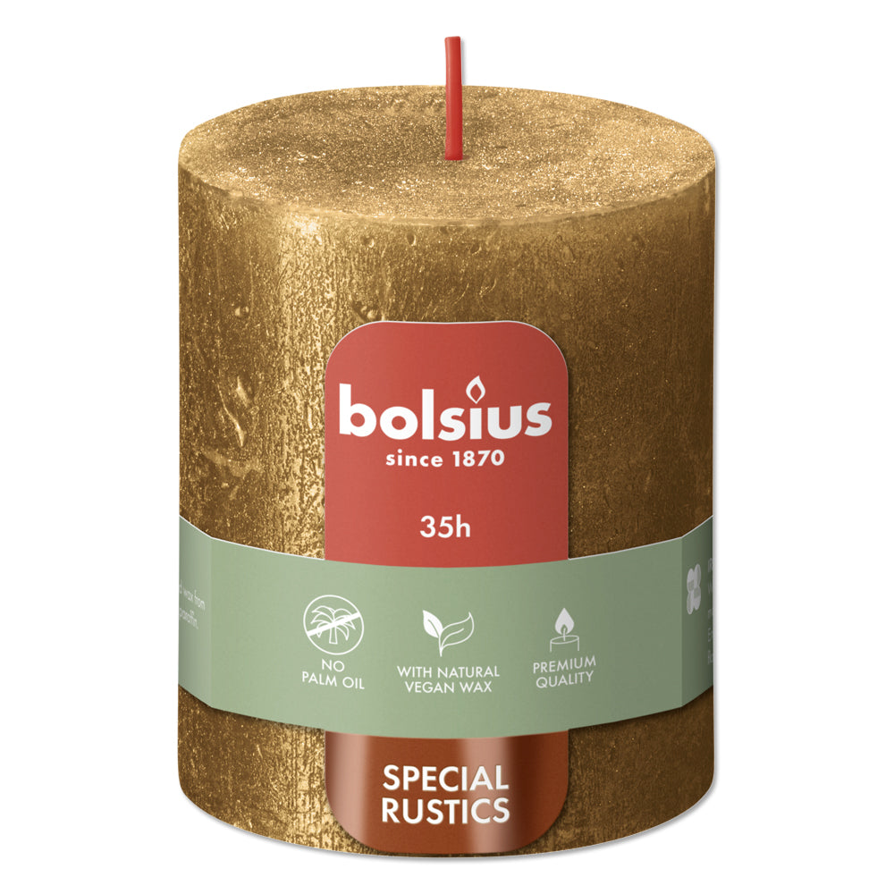 Pillar candle 80/68 mm Rustic METALLIC gold