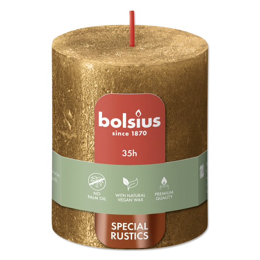 Pillar candle 80/68 mm Rustic METALLIC gold