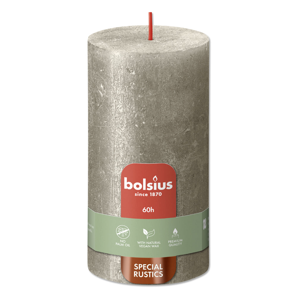 Pillar candle 130/68 mm Rustic METALLIC champagne