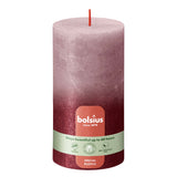 Pillar candle 130/68 mm Rustic FADING METALLIC ash rose + red