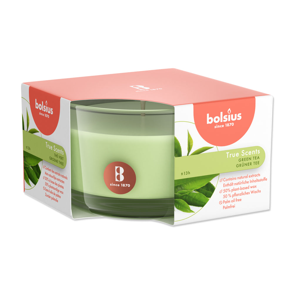 Scented candles in a glass 50/80 mm green tea