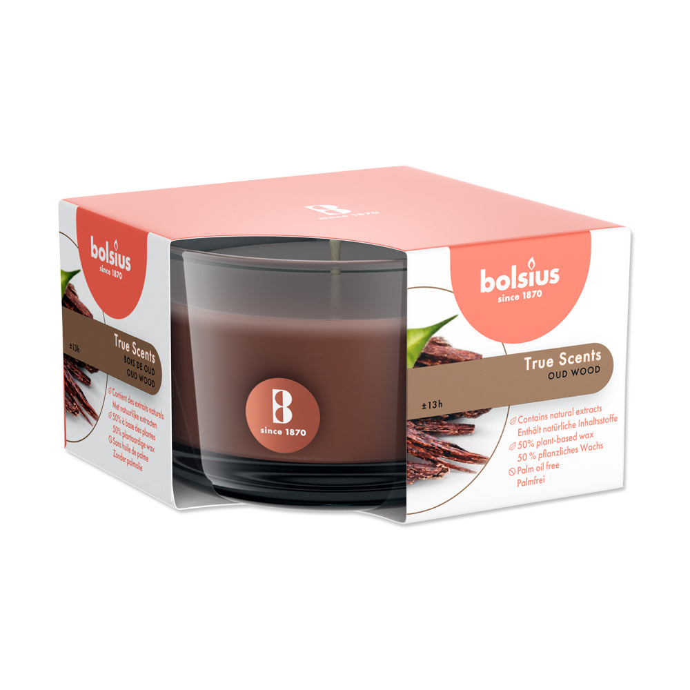 Scented candles in a glass 50/80 mm oud wood