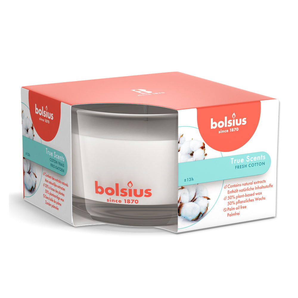 Scented candles in a glass 50/80 mm fresh cotton