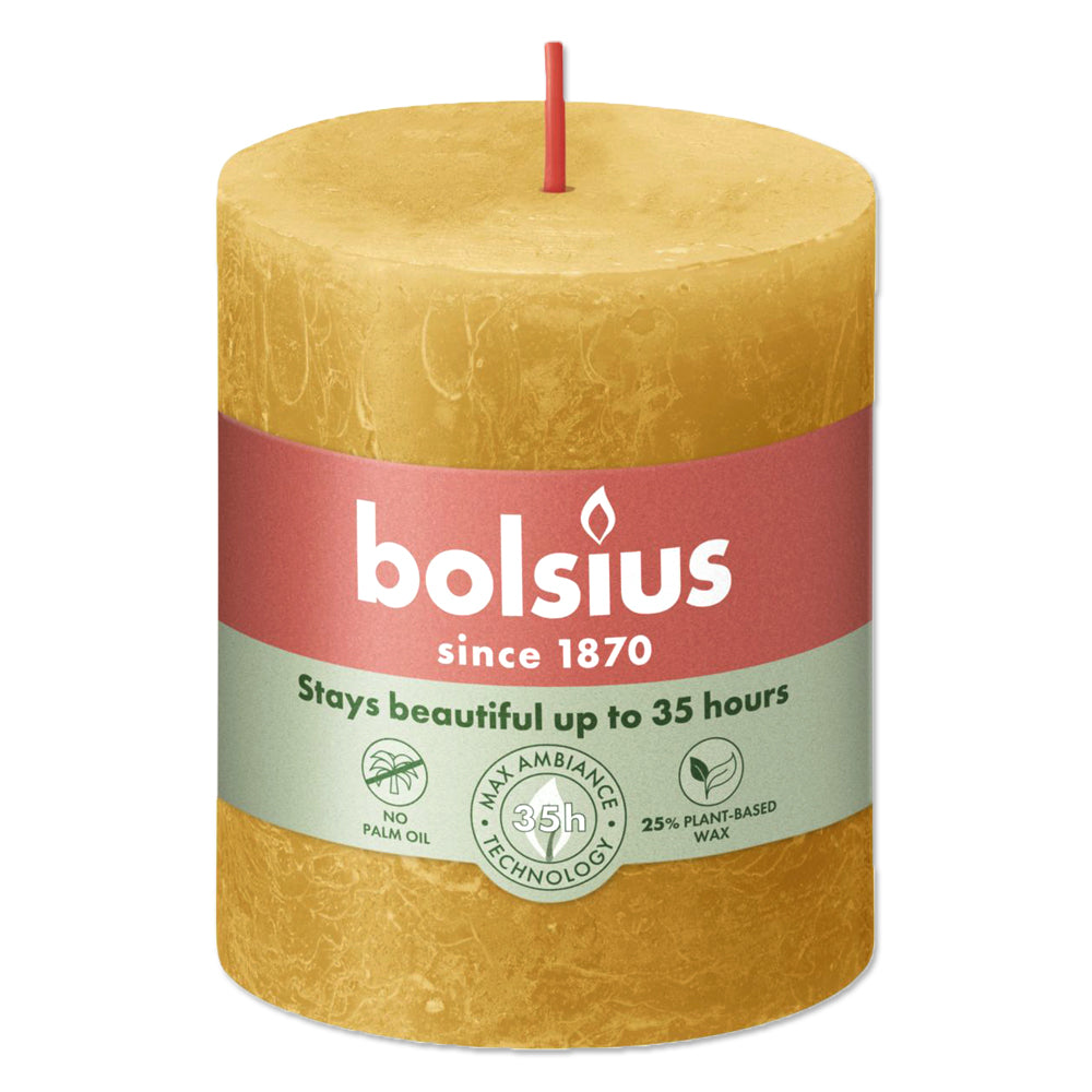 Pillar candle 80/68 RUSTIC honeycomb yellow