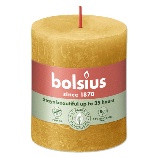 Pillar candle 80/68 RUSTIC honeycomb yellow