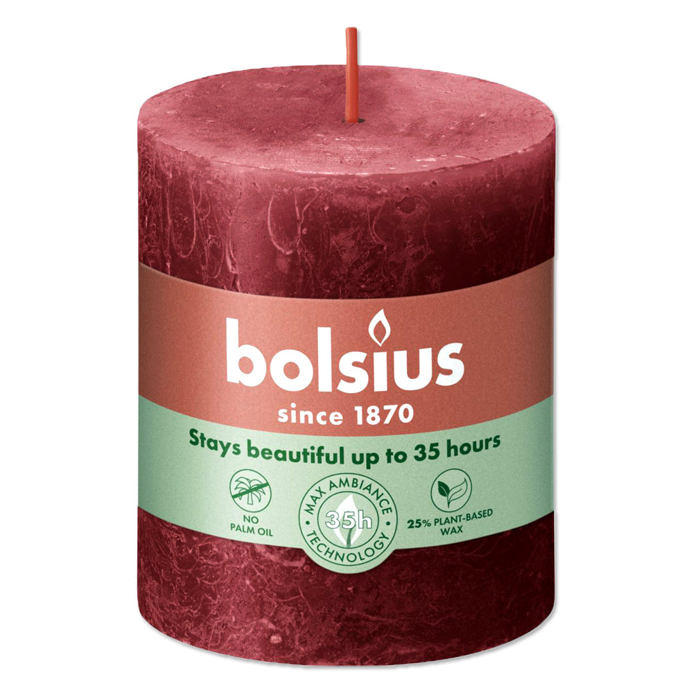 Pillar candle 80/68 RUSTIC delicate red